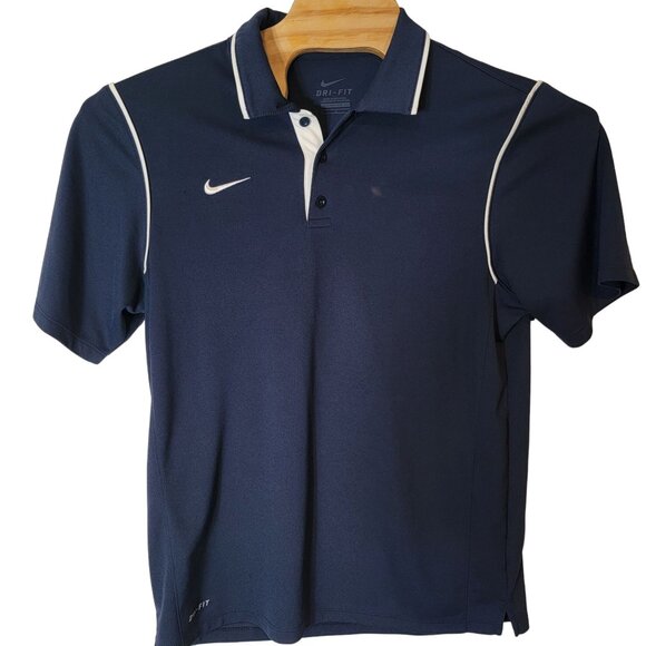 Nike Dri-Fit Golf Polo Shirt Size Medium Men's‎ Navy-Blue Short Sleeve - Picture 2 of 5